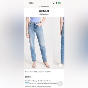 SLVRLAKE Stella, size 23, retail $349 let it ride blue wash, high quality denim